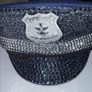 Rhinestone Police Hat with Silver Badge